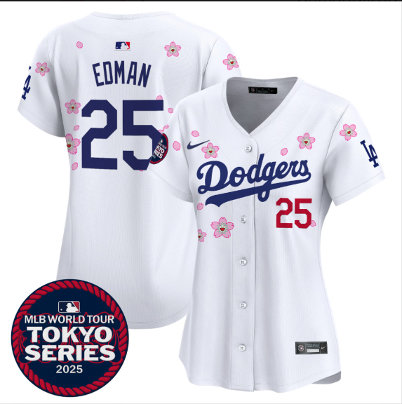 Women Los Angeles Dodgers #25 Edman Tokyo Series 2025 white Limited Stitched Jersey
